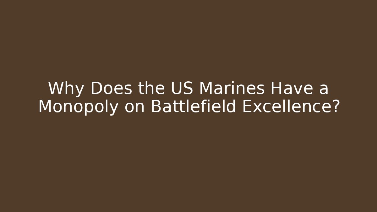 Why Does the US Marines Have a Monopoly on Battlefield Excellence?