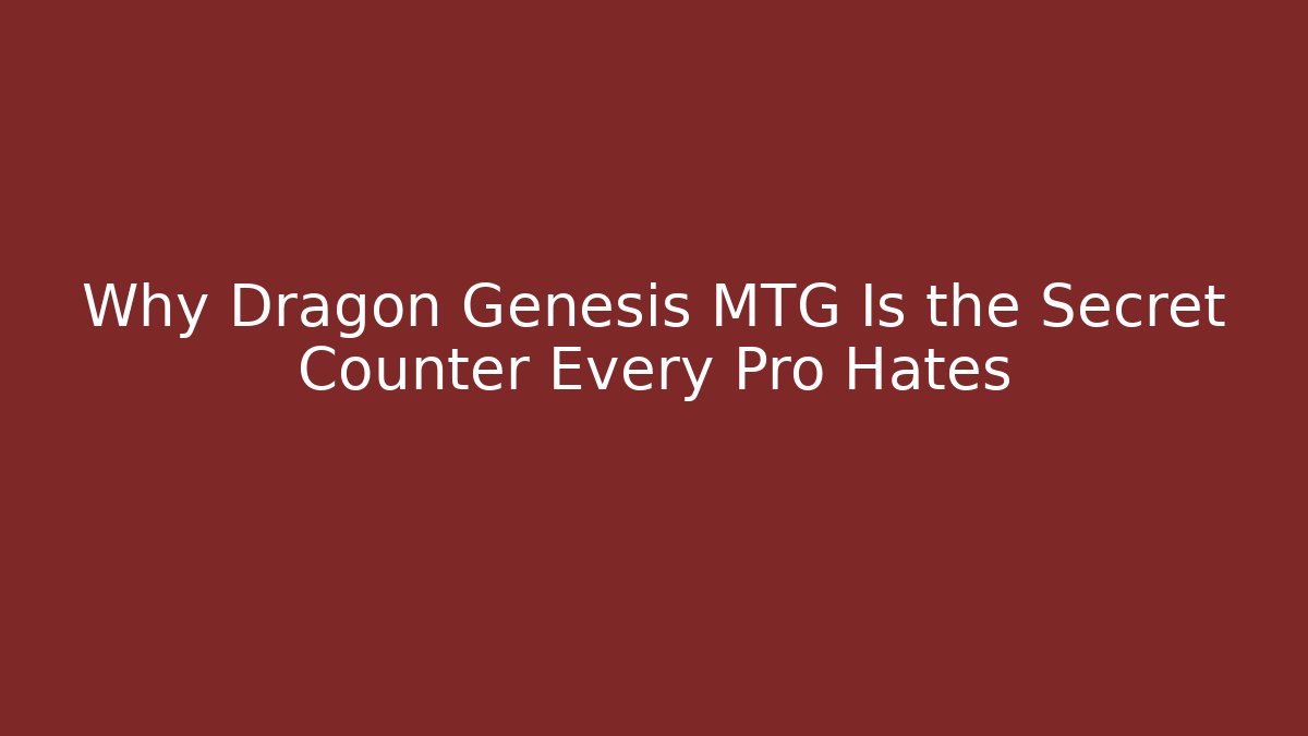 Why Dragon Genesis MTG Is the Secret Counter Every Pro Hates