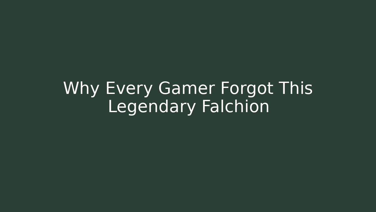 Why Every Gamer Forgot This Legendary Falchion