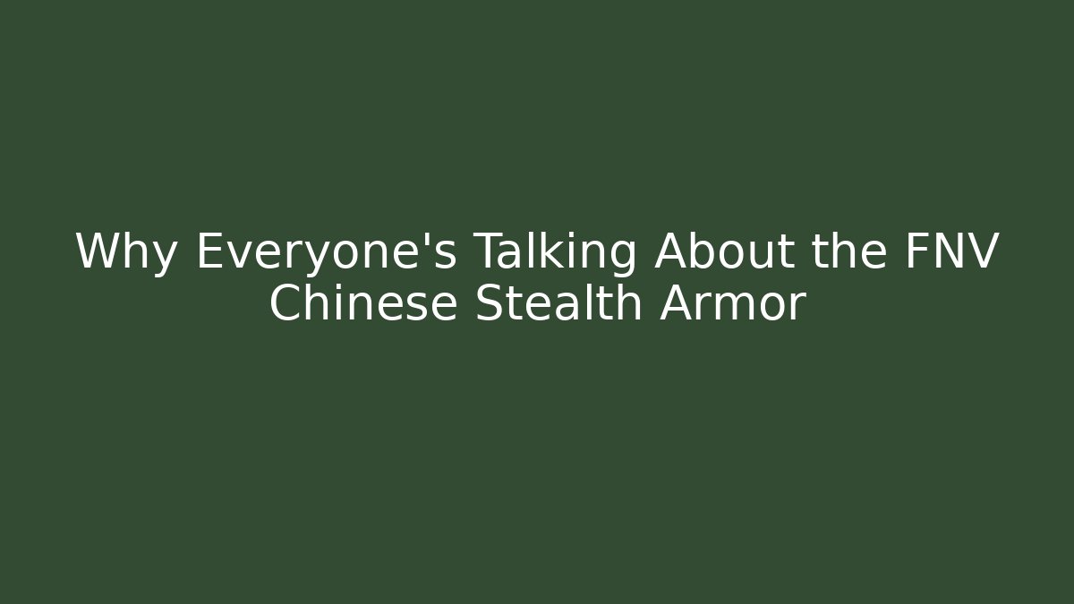 Why Everyone's Talking About the FNV Chinese Stealth Armor - Create More Assets