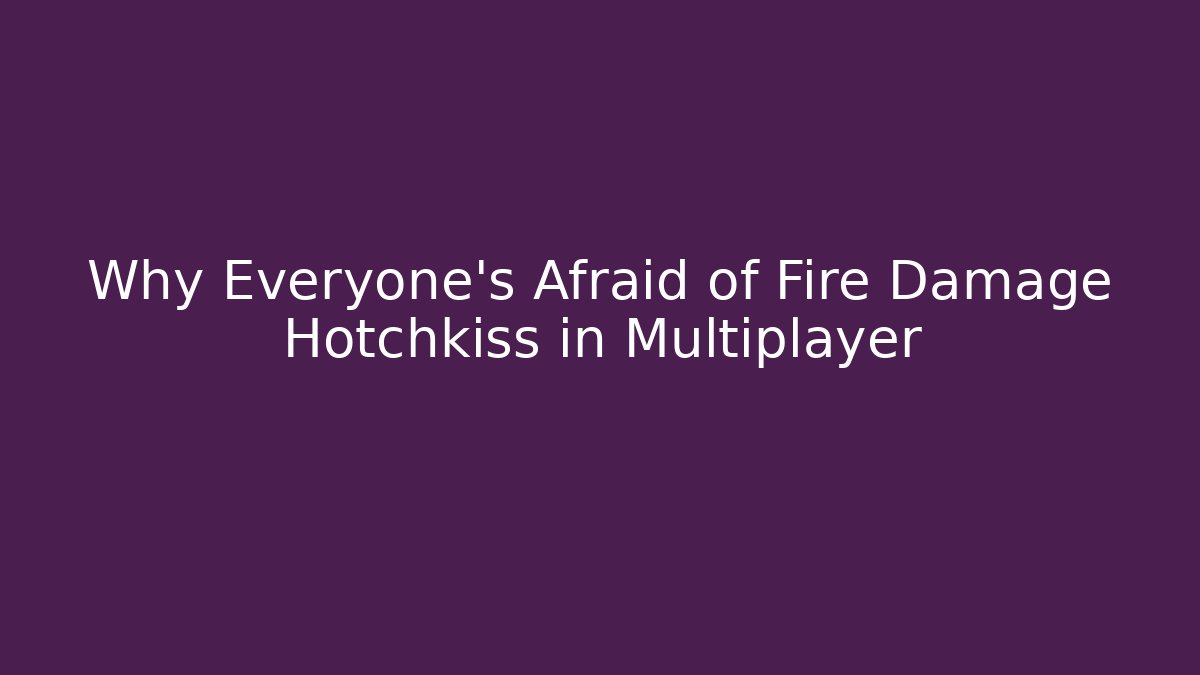 Why Everyone’s Afraid of Fire Damage Hotchkiss in Multiplayer