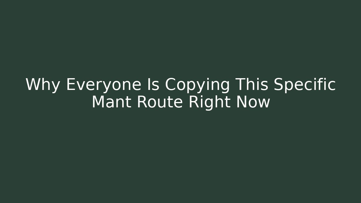 Why Everyone Is Copying This Specific Mant Route Right Now