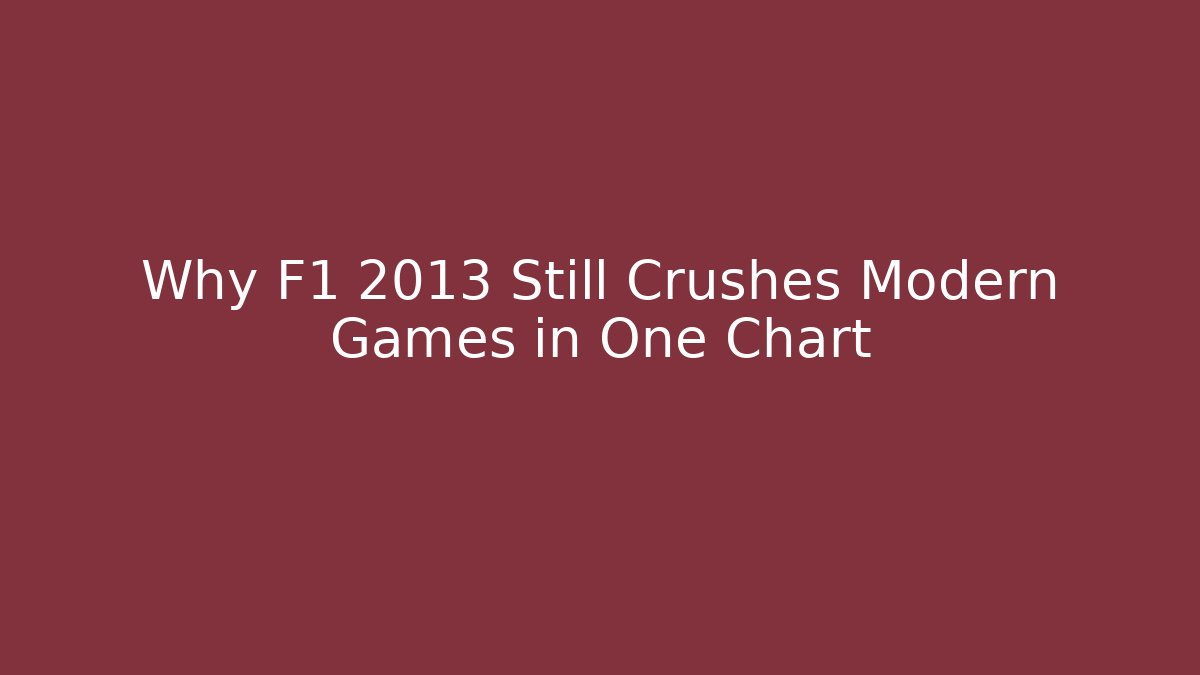Why F1 2013 Still Crushes Modern Games in One Chart