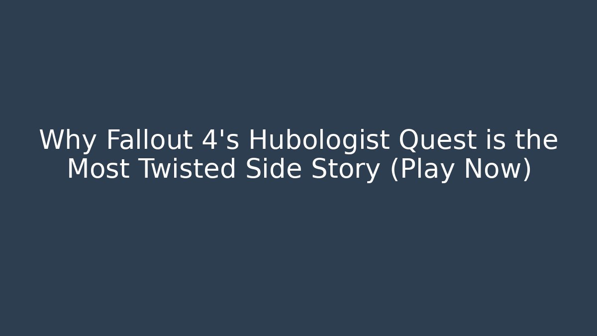 Why Fallout 4's Hubologist Quest is the Most Twisted Side Story (Play Now)