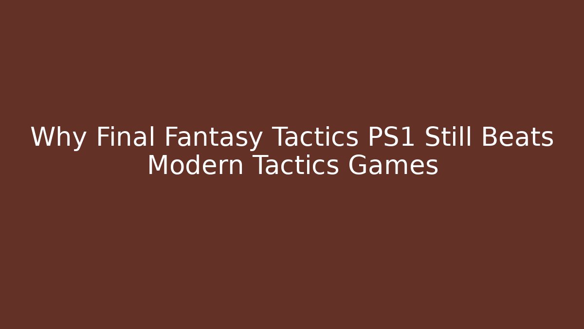 Why Final Fantasy Tactics PS1 Still Beats Modern Tactics Games
