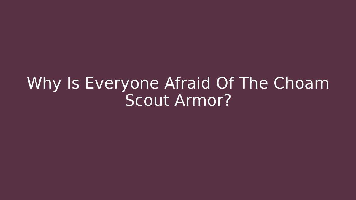 Why Is Everyone Afraid Of The Choam Scout Armor?