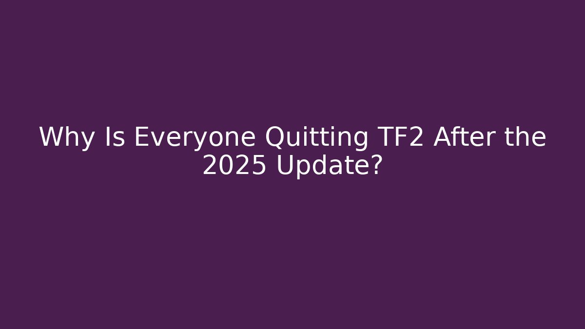 Why Is Everyone Quitting TF2 After the 2025 Update?