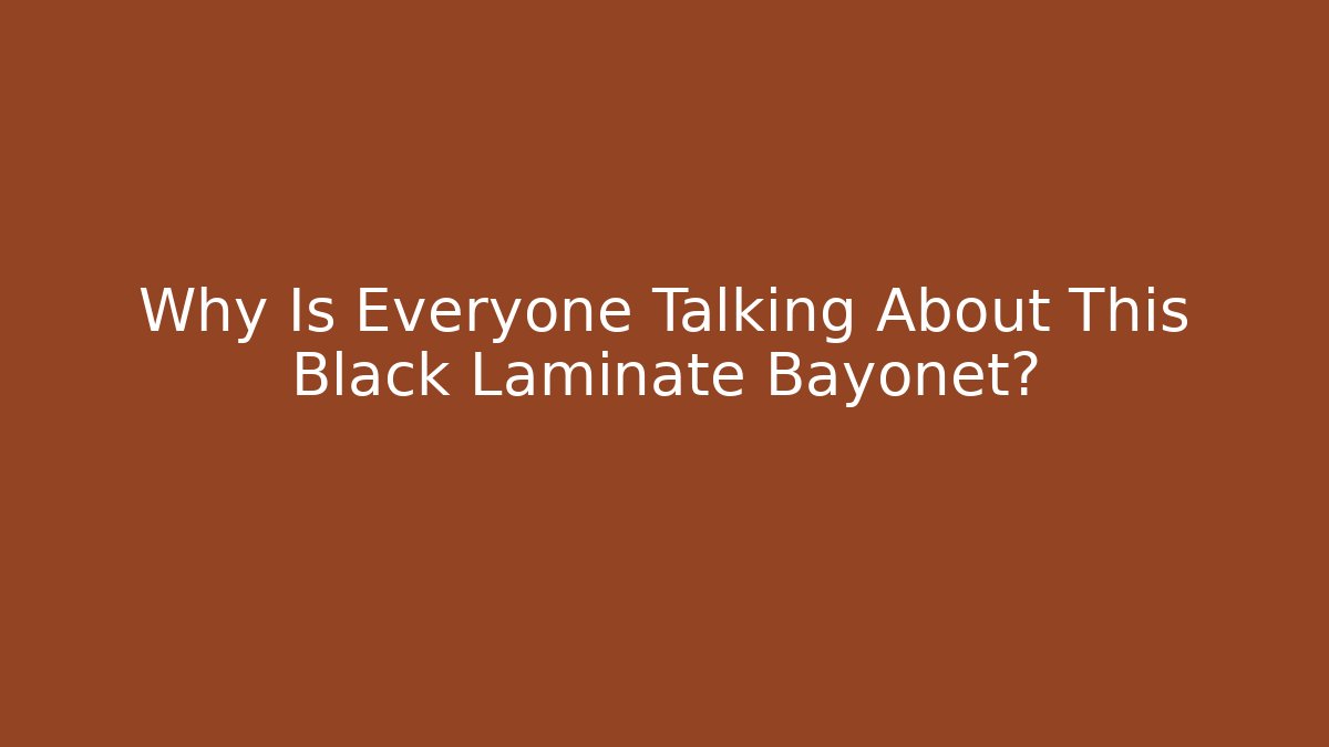 Why Is Everyone Talking About This Black Laminate Bayonet?