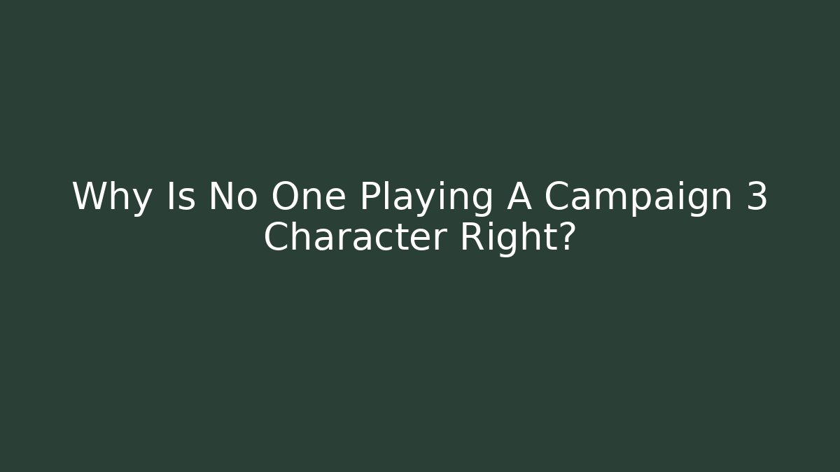 Why Is No One Playing A Campaign 3 Character Right?