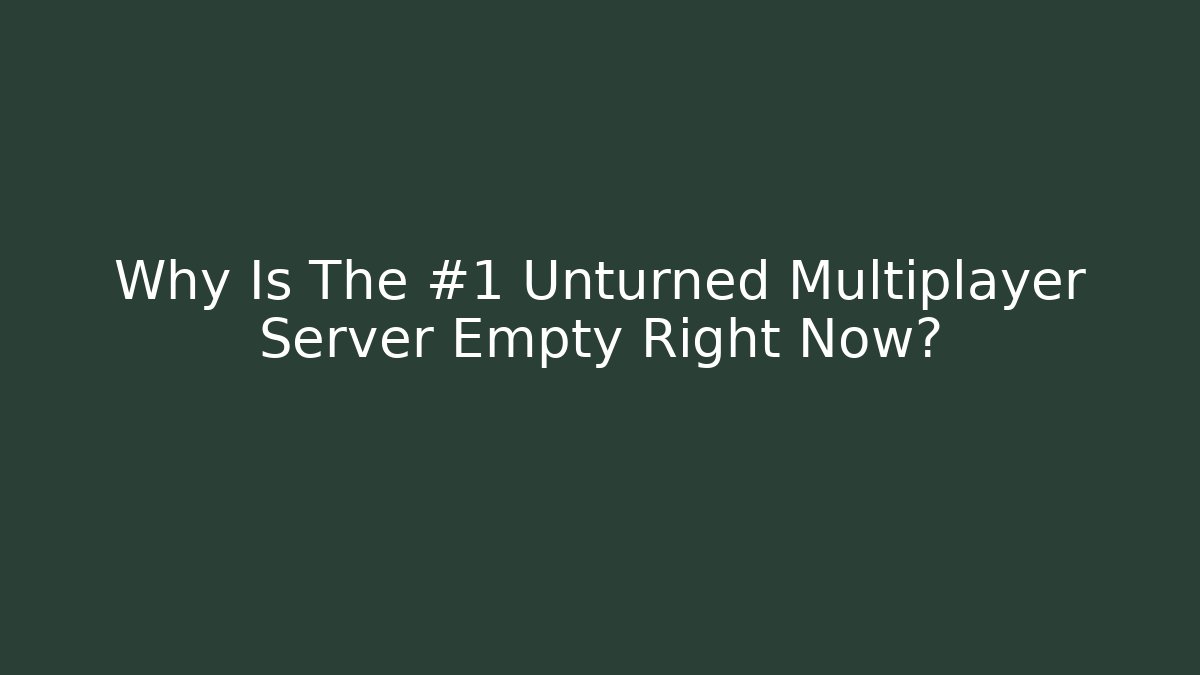 Why Is The #1 Unturned Multiplayer Server Empty Right Now? - Create More Assets