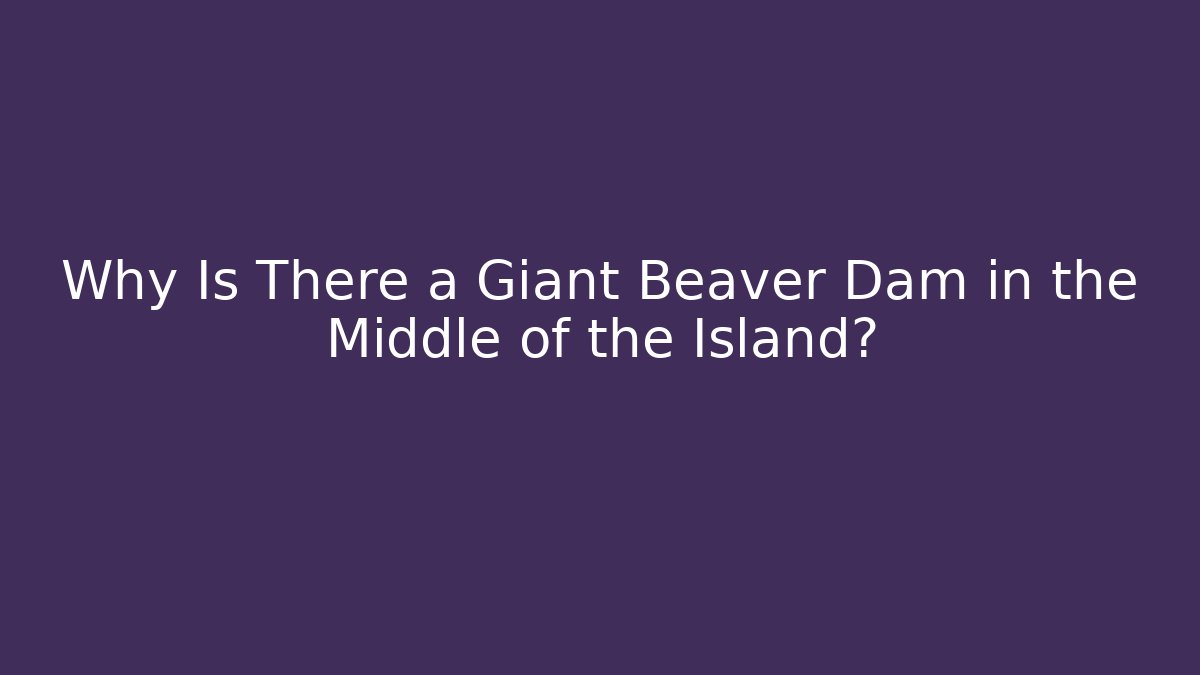 Why Is There a Giant Beaver Dam in the Middle of the Island?