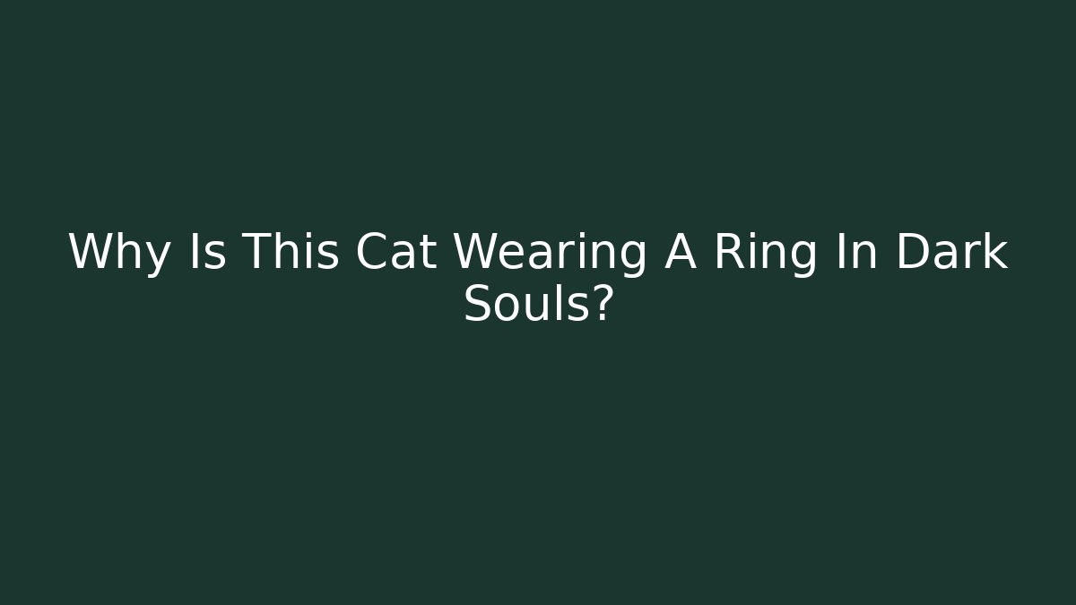 Why Is This Cat Wearing A Ring In Dark Souls?