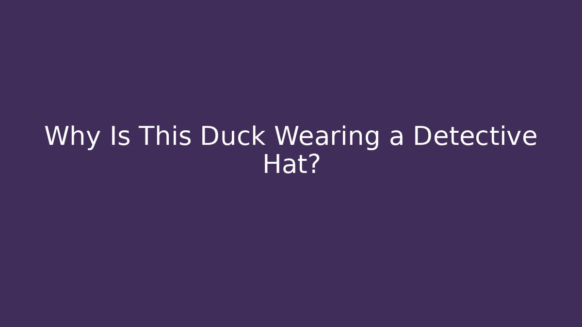 Why Is This Duck Wearing a Detective Hat?