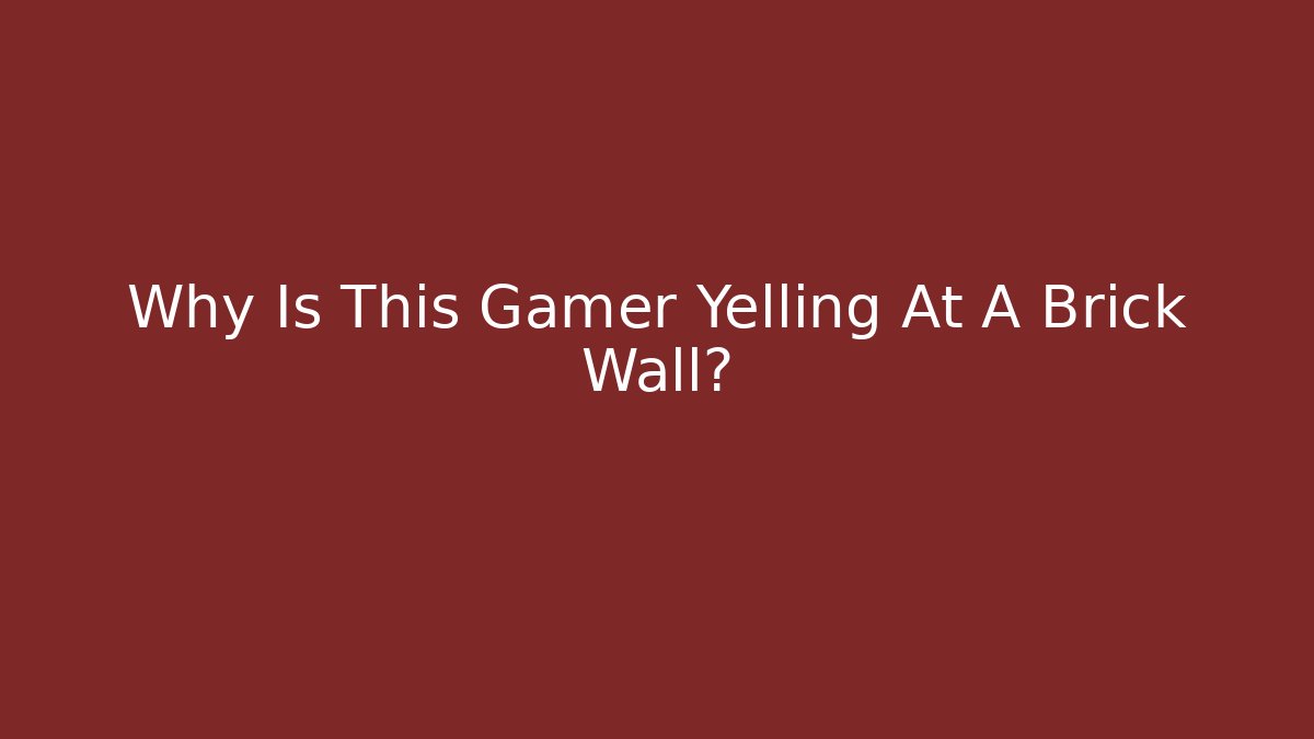 Why Is This Gamer Yelling At A Brick Wall? - Create More Assets
