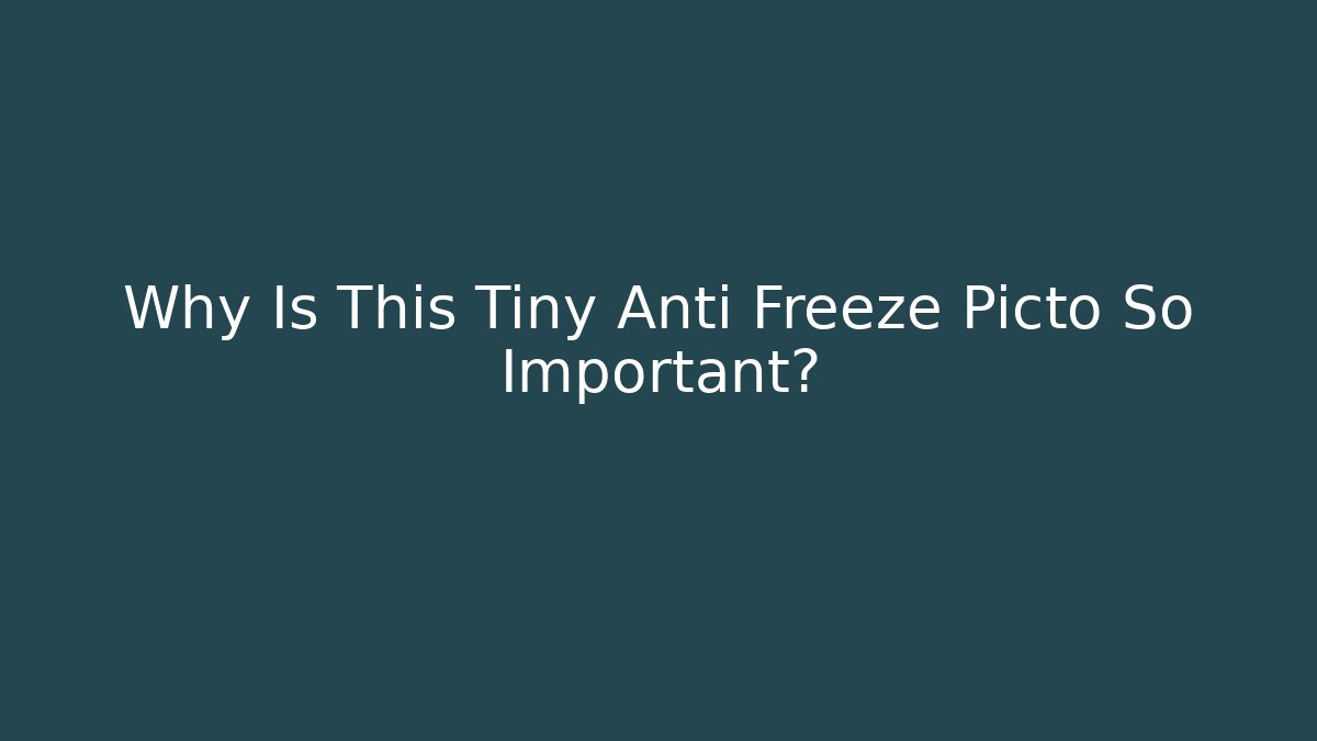Why Is This Tiny Anti Freeze Picto So Important?