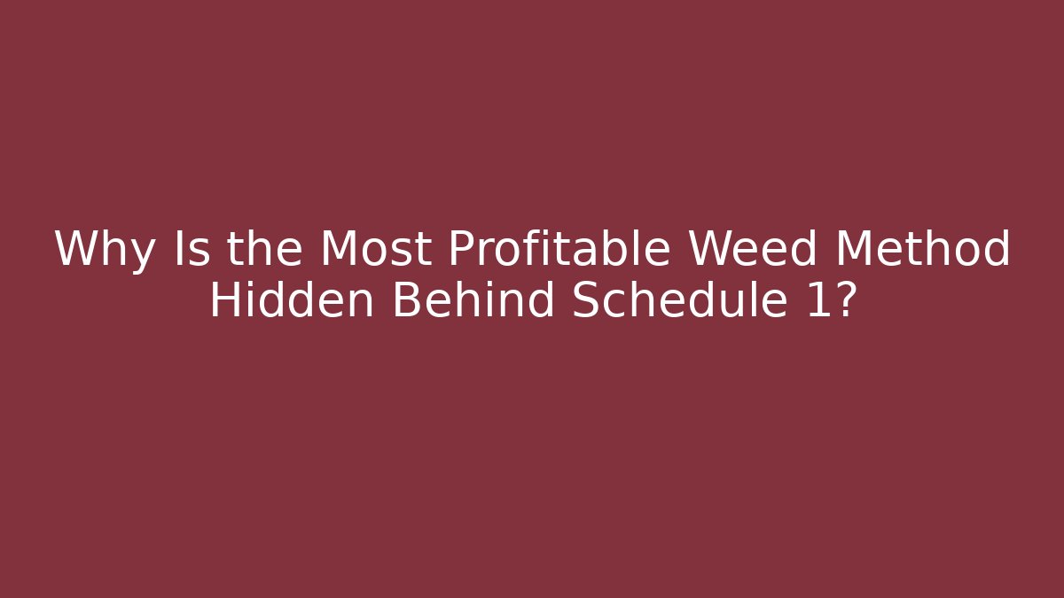 Why Is the Most Profitable Weed Method Hidden Behind Schedule 1? - Create More Assets