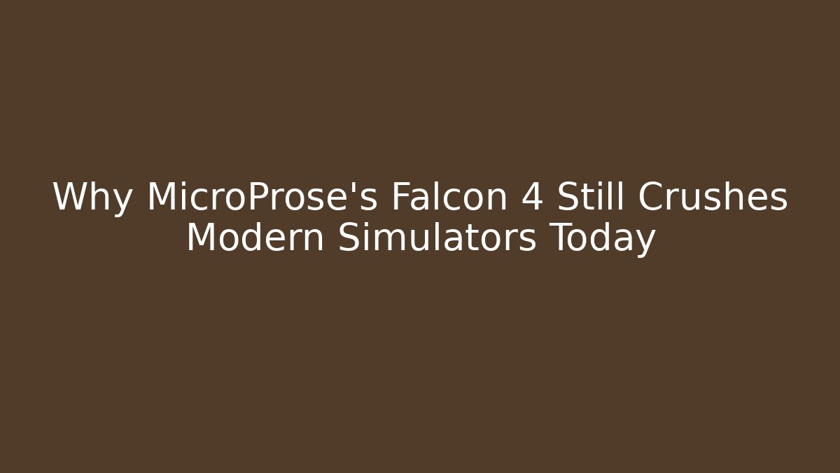 Why MicroProse's Falcon 4 Still Crushes Modern Simulators Today - Create More Assets