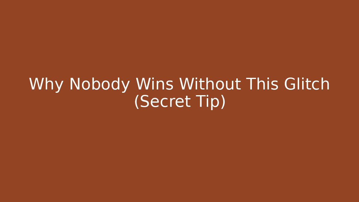 Why Nobody Wins Without This Glitch (Secret Tip) - Create More Assets