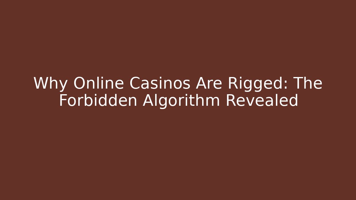 Why Online Casinos Are Rigged: The Forbidden Algorithm Revealed - Create More Assets