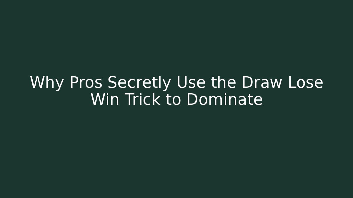 Why Pros Secretly Use the Draw Lose Win Trick to Dominate