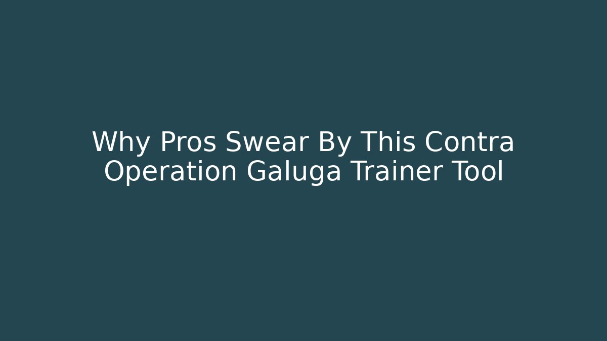 Why Pros Swear By This Contra Operation Galuga Trainer Tool