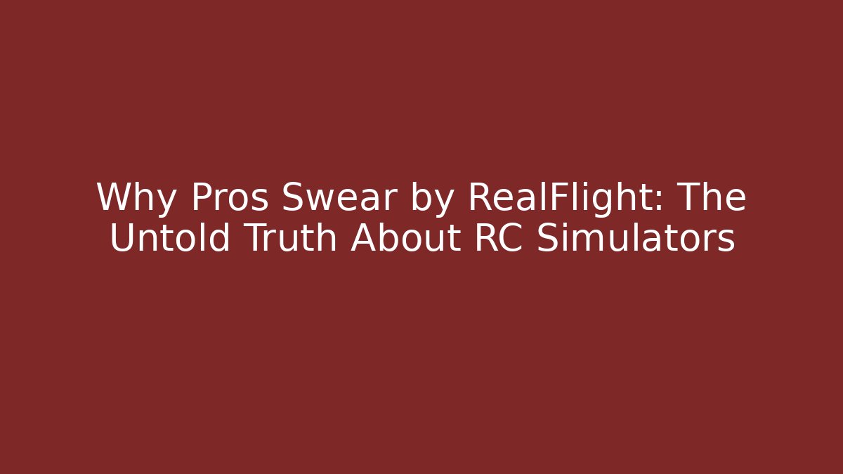 Why Pros Swear by RealFlight: The Untold Truth About RC Simulators - Create More Assets