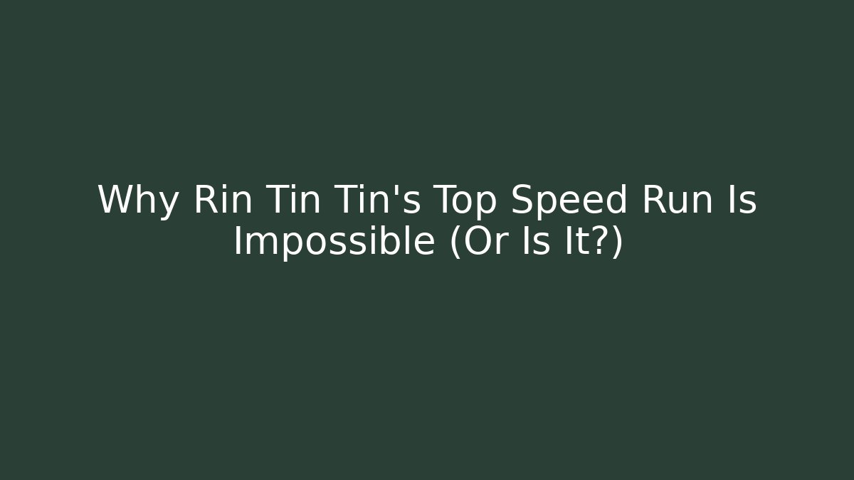 Why Rin Tin Tin's Top Speed Run Is Impossible (Or Is It?)