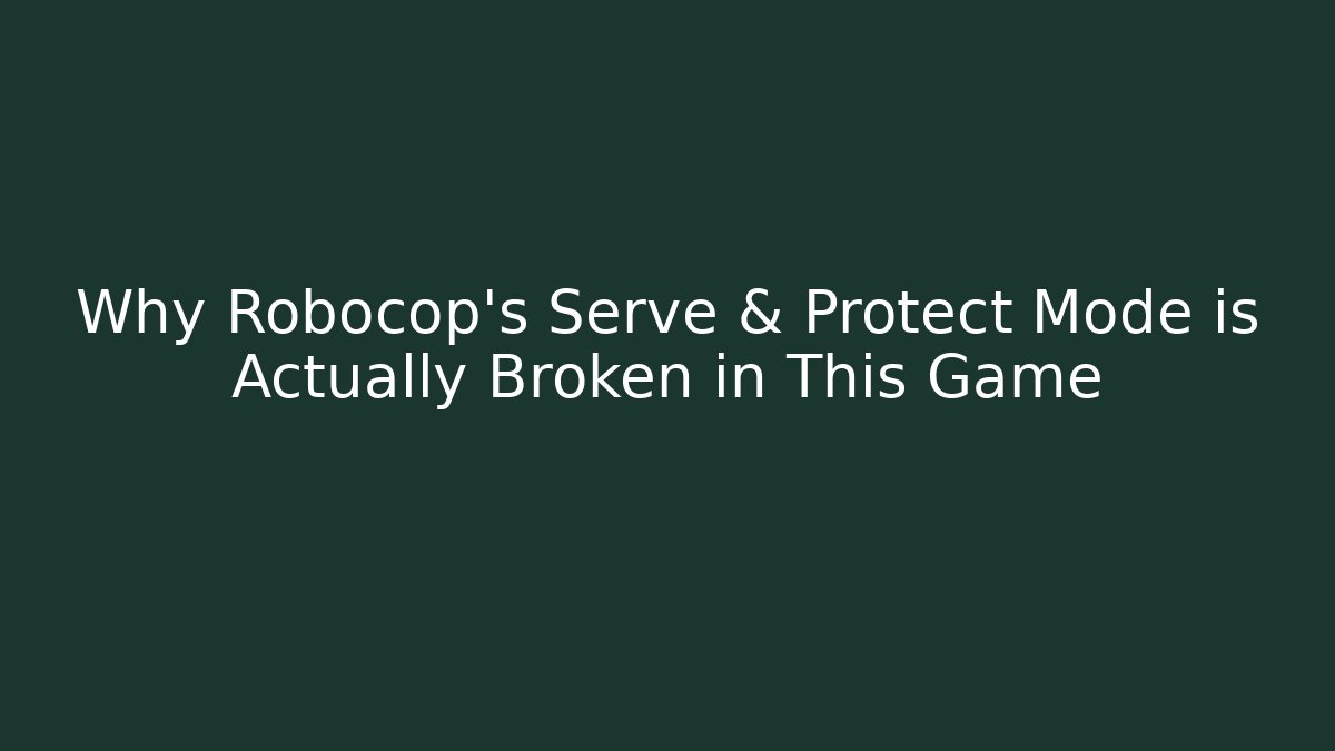 Why Robocop's Serve & Protect Mode is Actually Broken in This Game