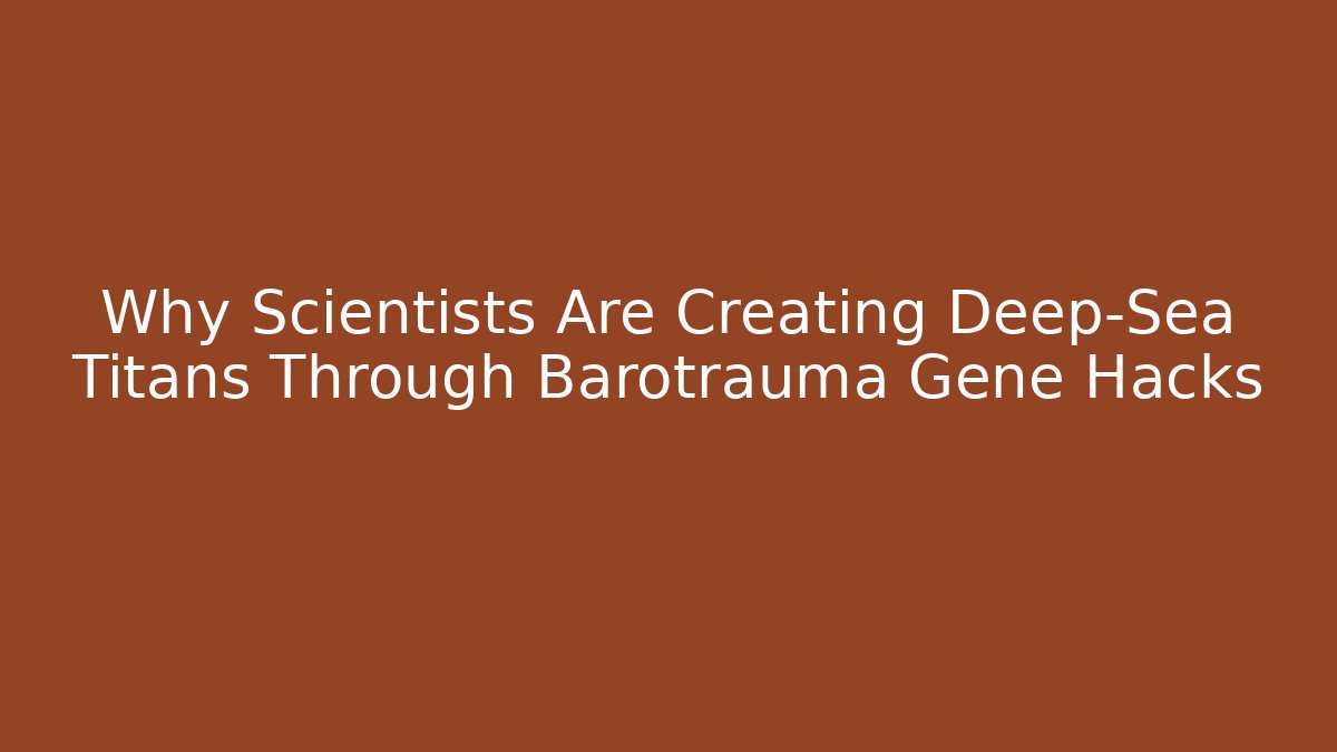 Why Scientists Are Creating Deep-Sea Titans Through Barotrauma Gene Hacks