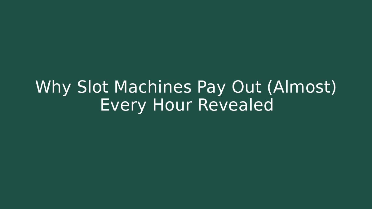 Why Slot Machines Pay Out (Almost) Every Hour Revealed