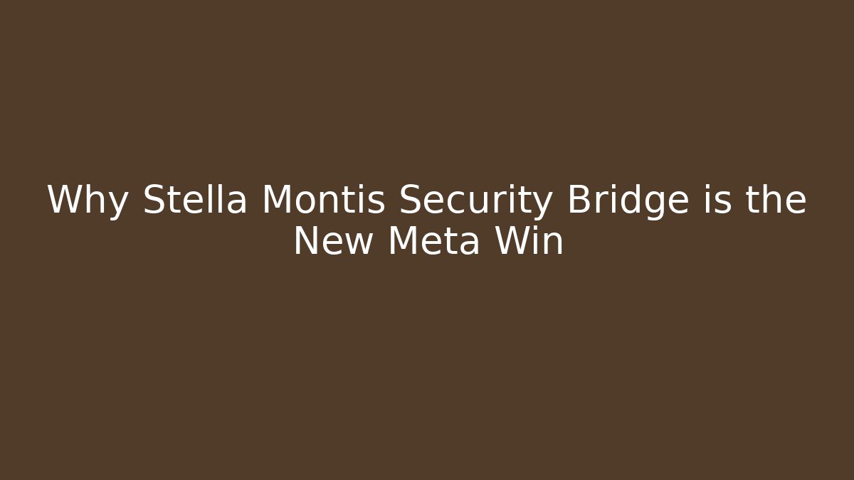 Why Stella Montis Security Bridge is the New Meta Win