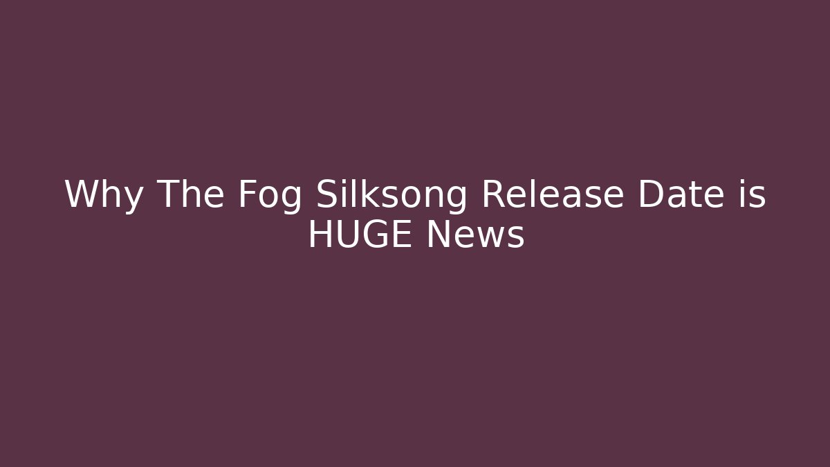 Why The Fog Silksong Release Date is HUGE News