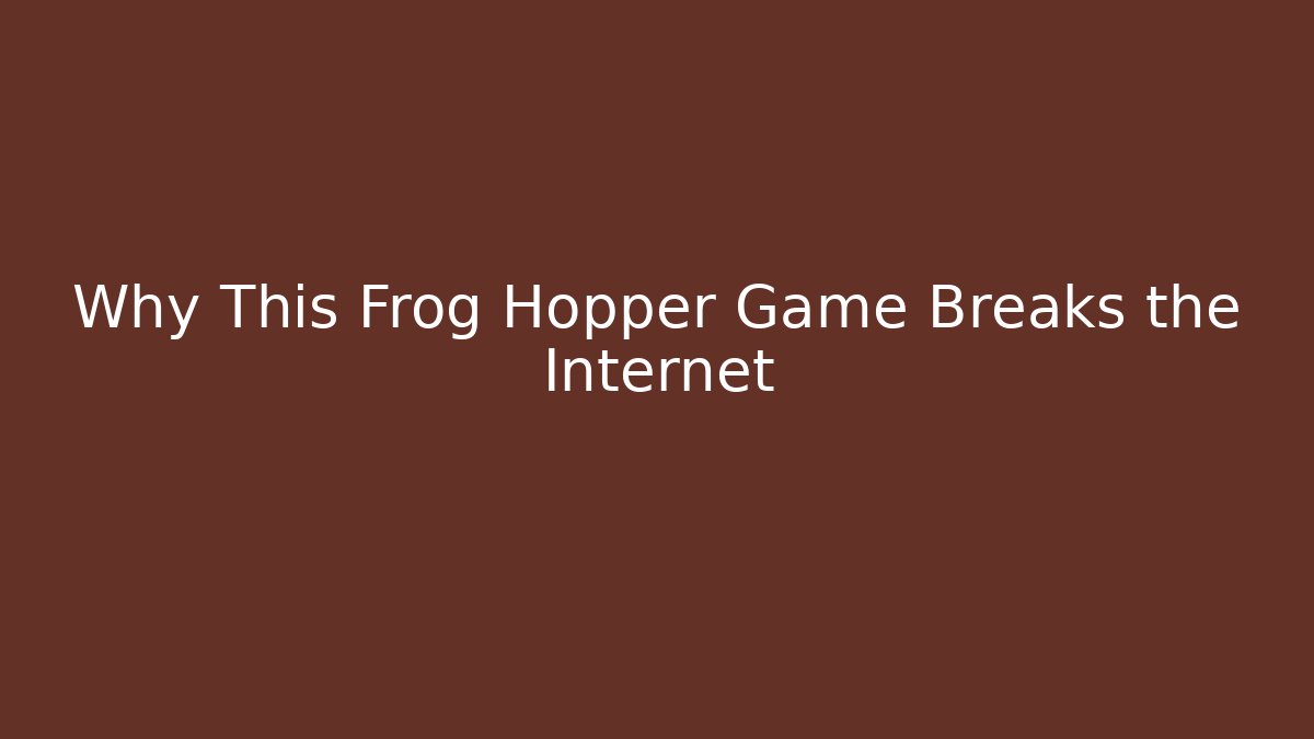 Why This Frog Hopper Game Breaks the Internet - Create More Assets
