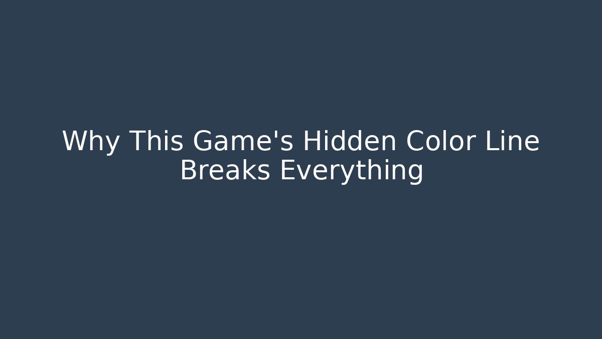 Why This Game’s Hidden Color Line Breaks Everything - Create More Assets