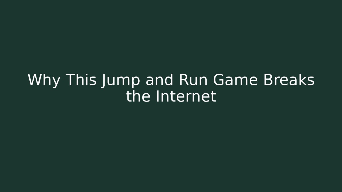 Why This Jump and Run Game Breaks the Internet - Create More Assets