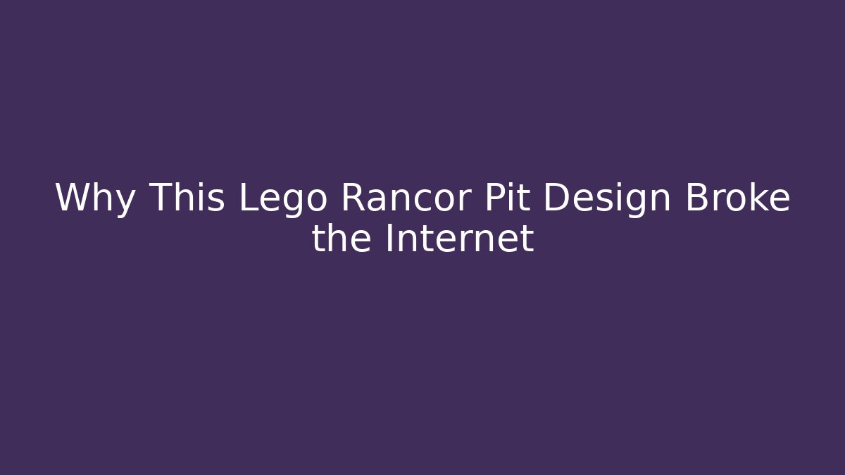 Why This Lego Rancor Pit Design Broke the Internet