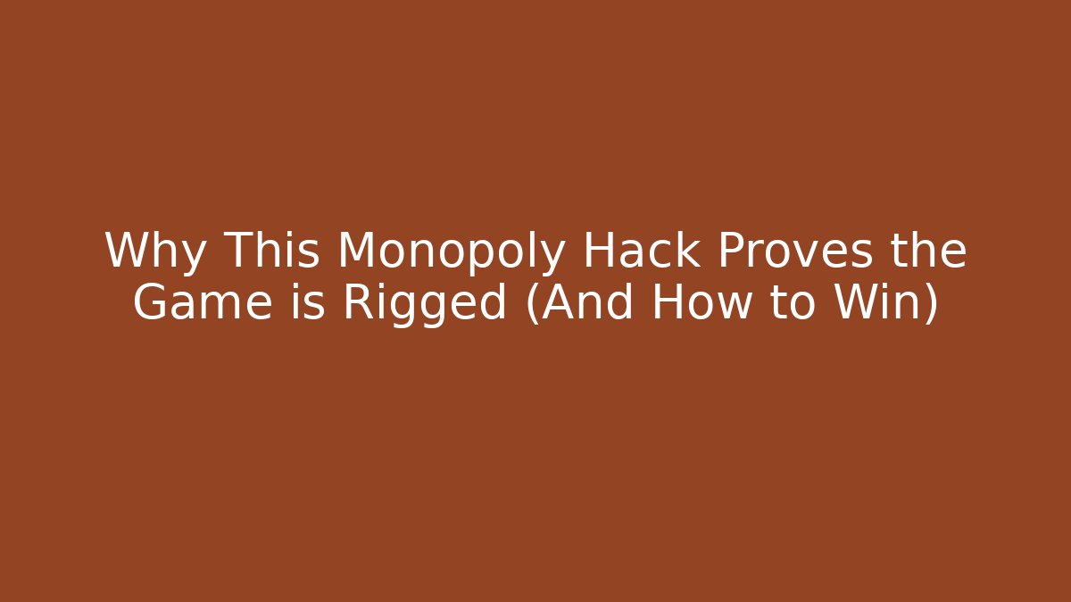Why This Monopoly Hack Proves the Game is Rigged (And How to Win) - Create More Assets