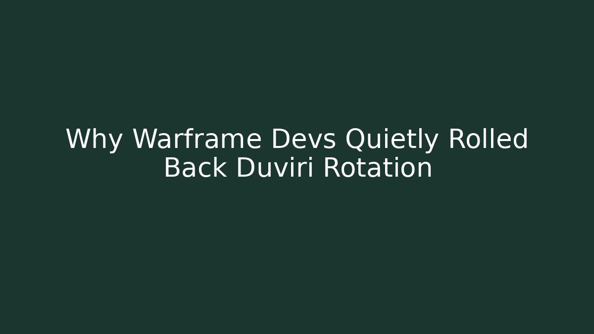 Why Warframe Devs Quietly Rolled Back Duviri Rotation