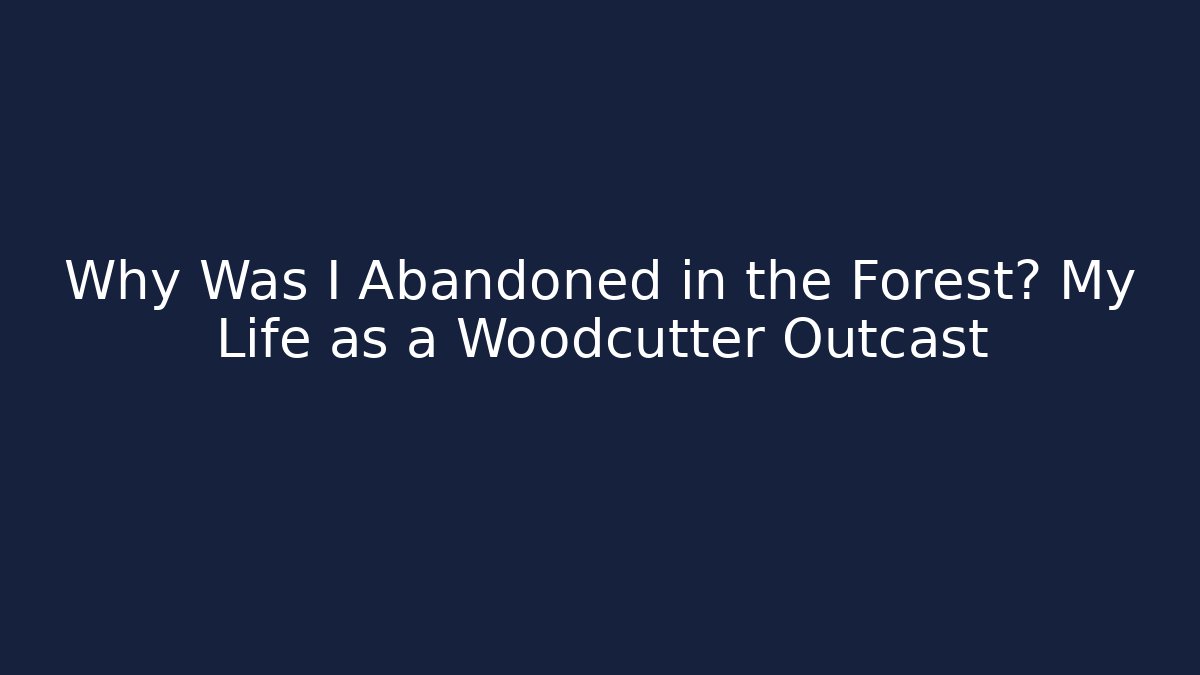Why Was I Abandoned in the Forest? My Life as a Woodcutter Outcast