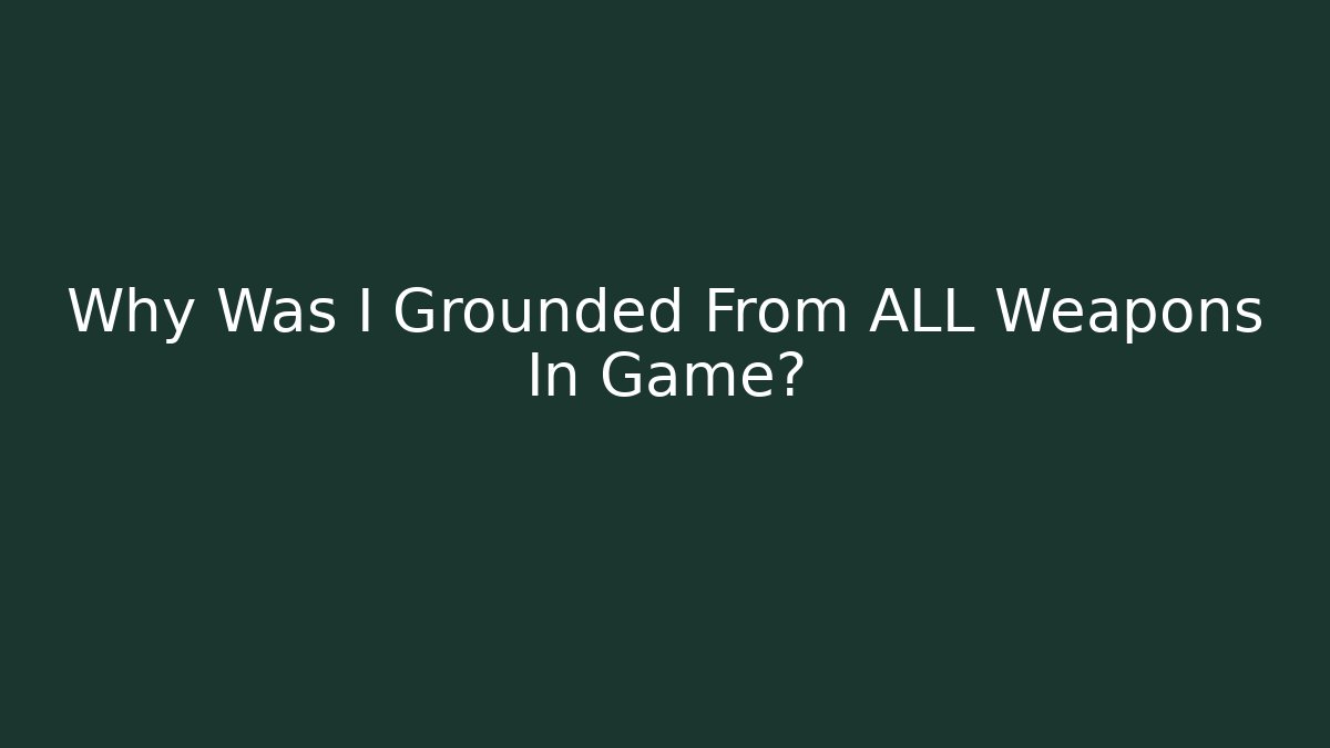 Why Was I Grounded From ALL Weapons In Game? - Create More Assets