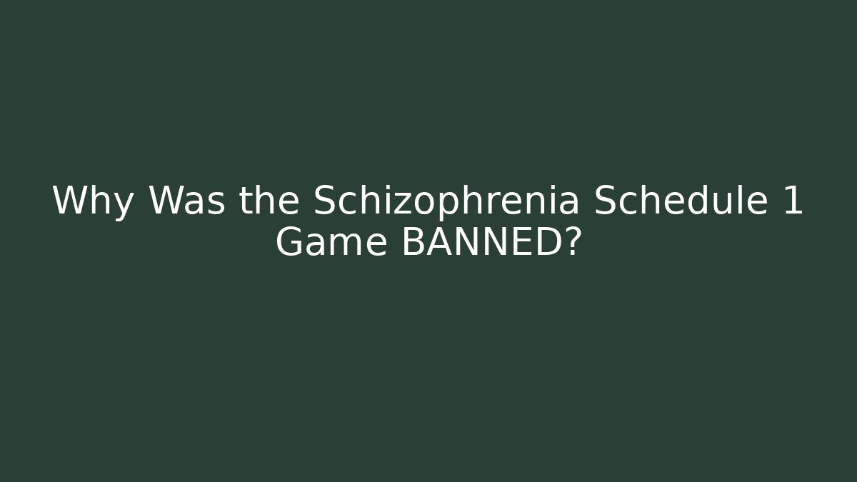 Why Was the Schizophrenia Schedule 1 Game BANNED?
