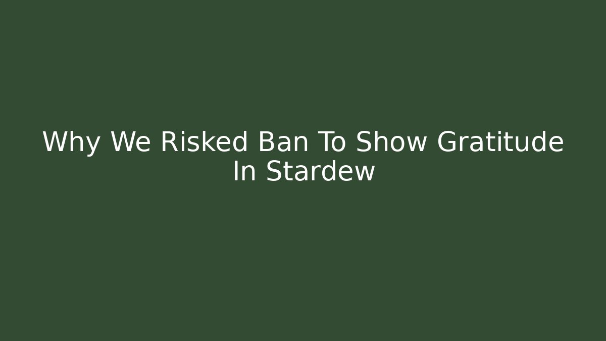 Why We Risked Ban To Show Gratitude In Stardew