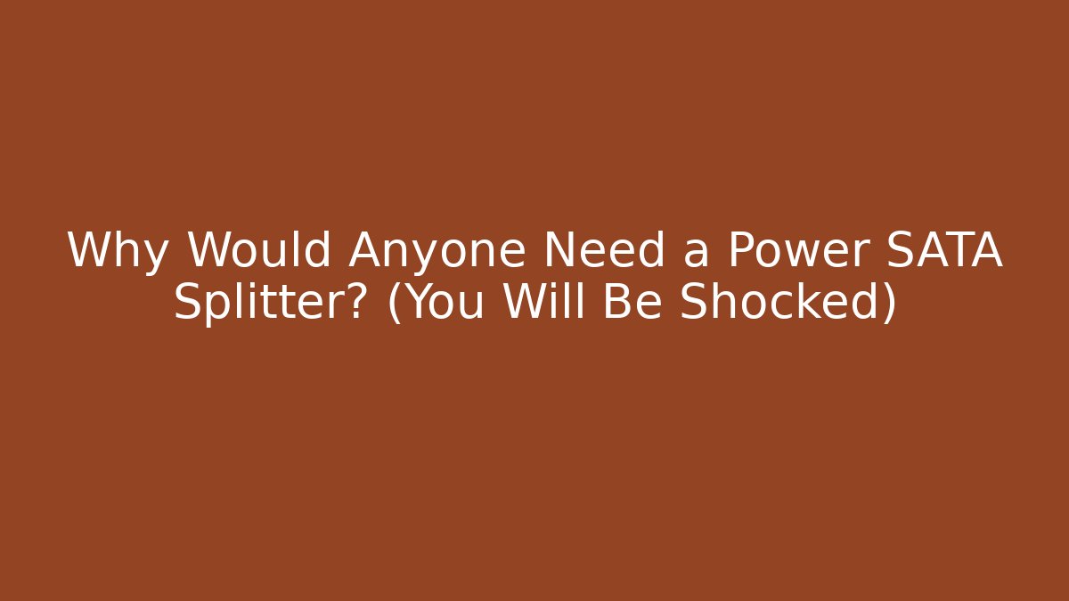 Why Would Anyone Need a Power SATA Splitter? (You Will Be Shocked)
