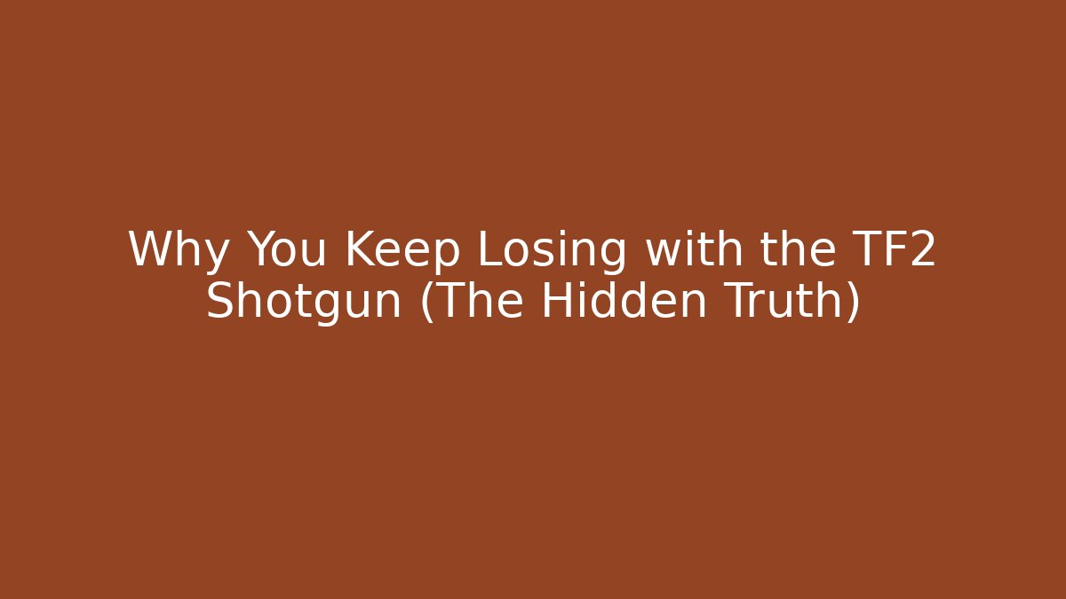Why You Keep Losing with the TF2 Shotgun (The Hidden Truth)