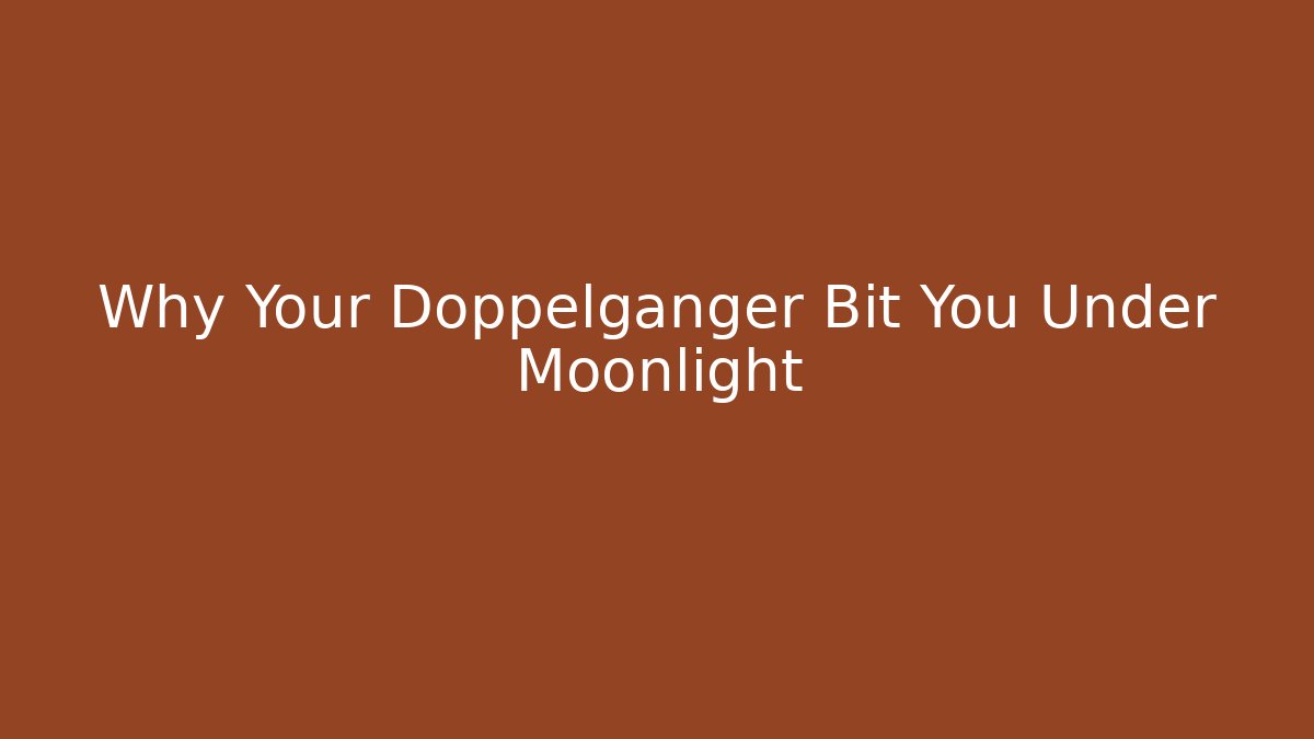 Why Your Doppelganger Bit You Under Moonlight - Create More Assets