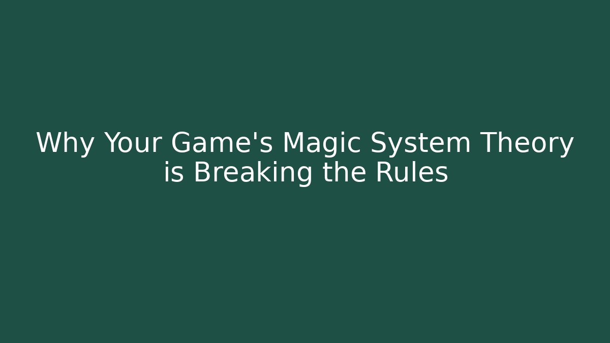 Why Your Game's Magic System Theory is Breaking the Rules - Create More Assets