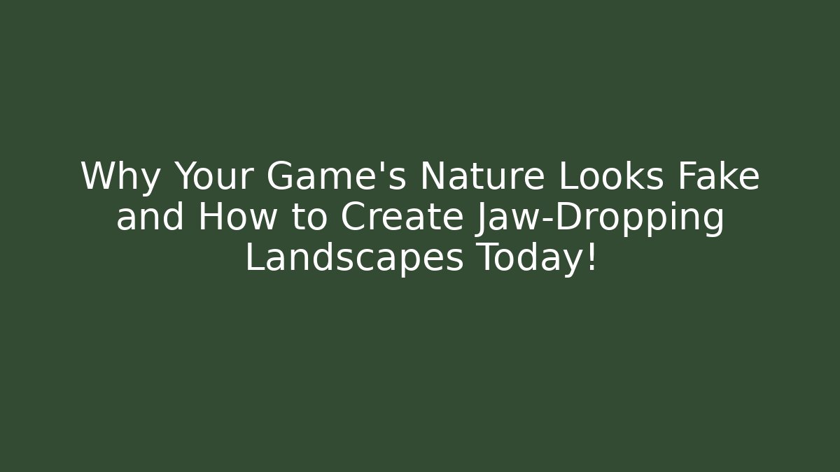 Why Your Game's Nature Looks Fake and How to Create Jaw-Dropping Landscapes Today!
