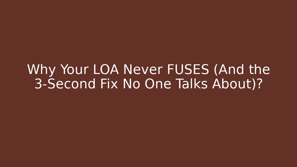 Why Your LOA Never FUSES (And the 3-Second Fix No One Talks About)?