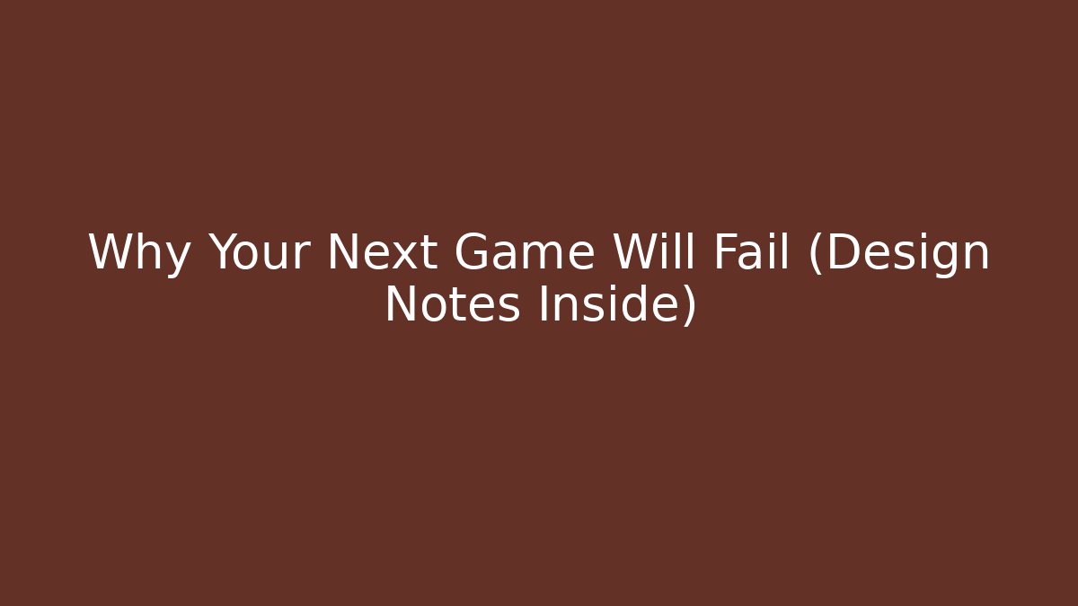 Why Your Next Game Will Fail (Design Notes Inside) - Create More Assets