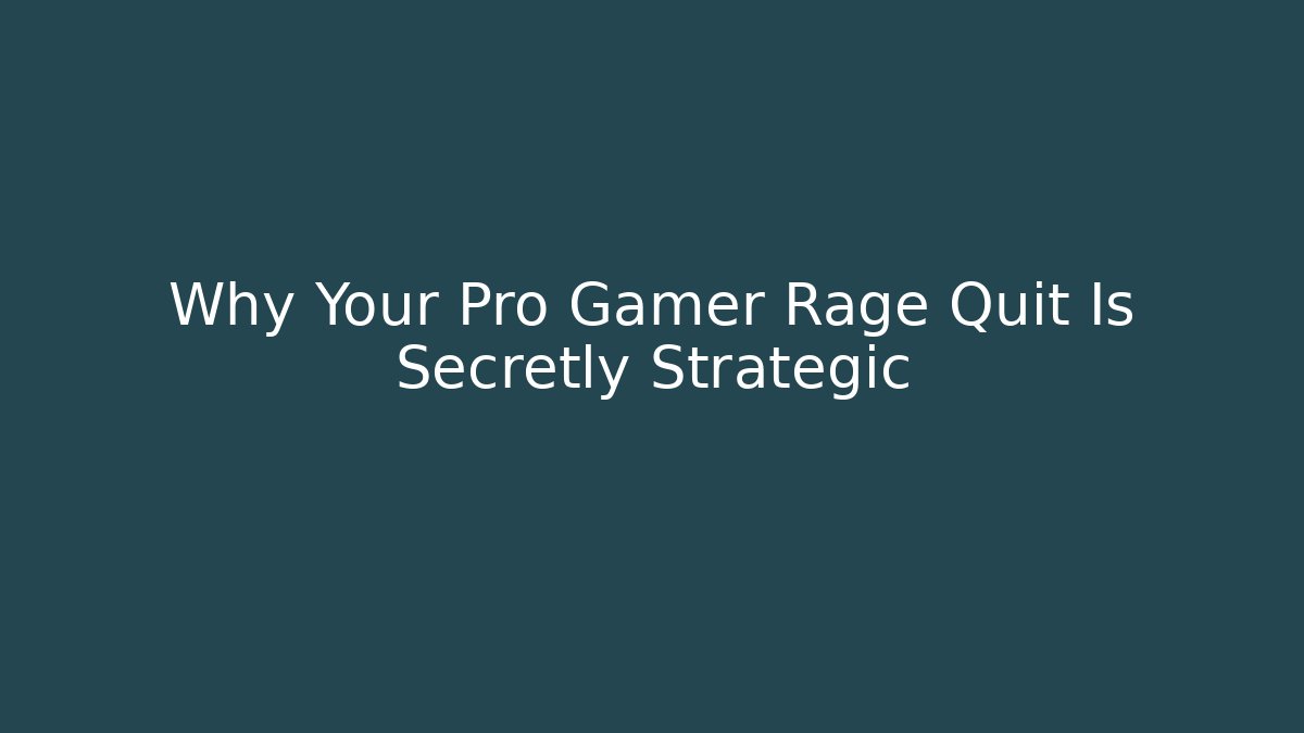 Why Your Pro Gamer Rage Quit Is Secretly Strategic